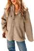 Sherpa Fleece Zip Front Drawstring Hood Drop Shoulder Pocketed Jacket